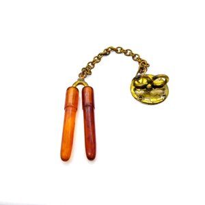 Root Beer Bakelite Snapette Button, Vintage Pin Type Specialty Mens Fashion